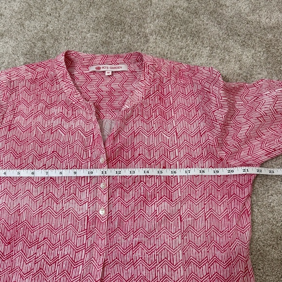 Ro’s Garden Tuckernuck Popover Blouse 100% Cotton Geometric Preppy Womens M - Picture 9 of 11